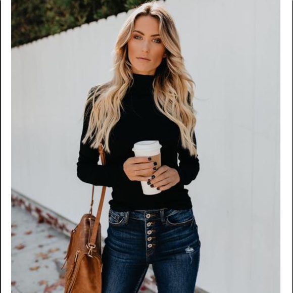 CALLIE Black Slim Fit Turtleneck - Picture 8 of 8